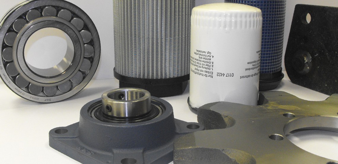 Close-up of various small parts of machinery 